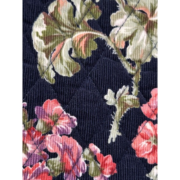 Herman Geist Navy Floral Skirt Set Quilted Jacket Midi Skirt Vintage Size 10 - Picture 9 of 16